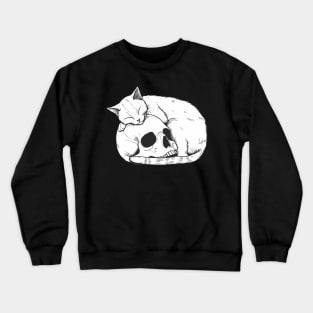 Cat sleeping on skull Crewneck Sweatshirt